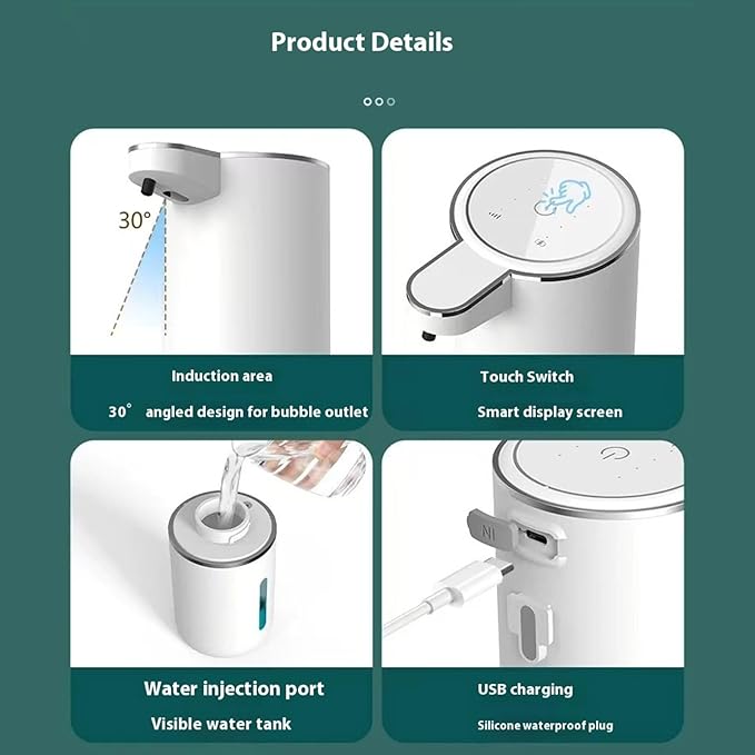 Touchless Hand Soap Foam Dispenser Rechargeable Automatic Foaming Soap Dispenser Automatic Induction Foam Hand Washer