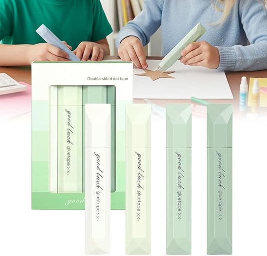 4-Pack Strong Double Sided Tape Roller | 0.23in x 16.4ft Adhesive Tape Glue for Gift Wrapping | Junk Journals | Paper Crafts | Essential Scrapbooking Supplies,Photo Mounting,School Office (Green)