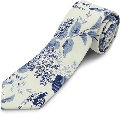 Cotton Floral Ties for Men 2.76" Men's Skinny Tie Linen Flower Printed Neck Tie for Wedding Dating Party