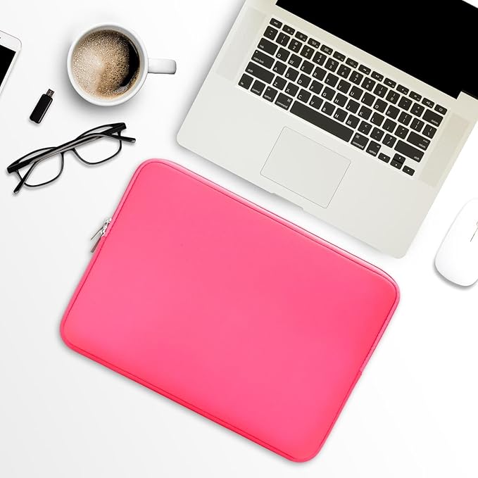 RAINYEAR 15.6 Inch Laptop Sleeve Protective Case Soft Carrying Zipper Bag Cover Compatible with 15.6" Notebook Computer Ultrabook Chromebook (Bright Pink)