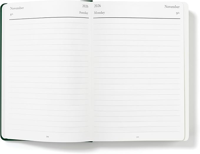 Wykeham's Executive 2026 Daily Journal Planner – US Public Holidays & Format – Customization Available (Personalized Racing Green, 8.5"×5.5")