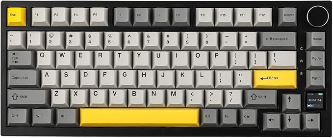 EPOMAKER Ajazz AK820 Pro 75% Wireless Mechanical Keyboard with TFT Smart Display&Knob, Gasket-Mounted Gaming Keyboard, Bluetooth/2.4GHz/USB-C Wired (Grey, Flying Fish Switch)
