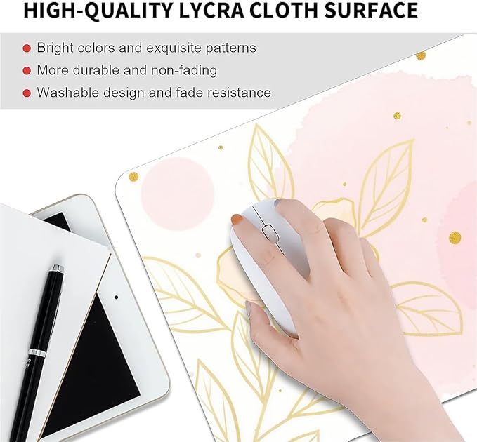 Square Mouse Pad Watercolor Phnom Penh Flowers, Personalized Premium-Textured Custom Mouse Mat Design, Washable Mousepad Cloth, Non-Slip Rubber Base Computer Mouse Pads for Wireless Mouse