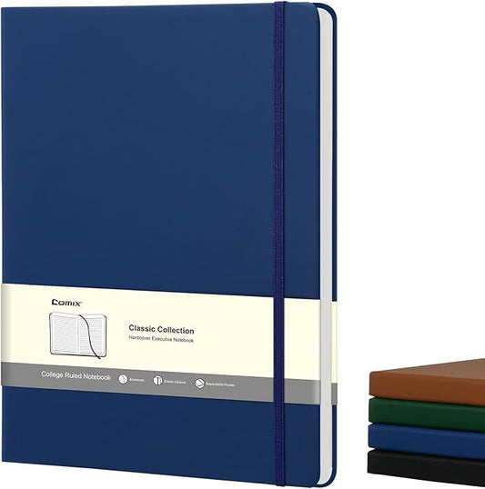 COMIX A4 Lined Journal Notebooks, 240 Pages, Large Size-8.5" x 11", Navy, Hardcover Journaling Notebooks for Men & Women- Fits for Office, Business, School, Notes Taking & Writing