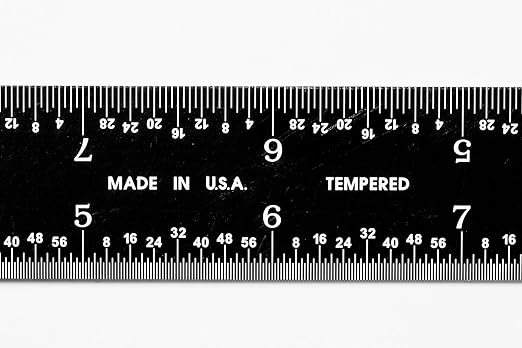 PEC Tools 12-Inch Rigid Stainless Steel Mechinist Ruler, High-Contrast Black Chrome Finish, 3R Graduation (1/32", 1/64", 1/10", 1/50"), Trusted by Professionals, Made in USA