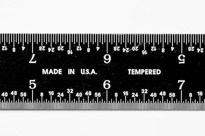 PEC Tools 12-Inch Rigid Stainless Steel Mechinist Ruler, High-Contrast Black Chrome Finish, 3R Graduation (1/32", 1/64", 1/10", 1/50"), Trusted by Professionals, Made in USA