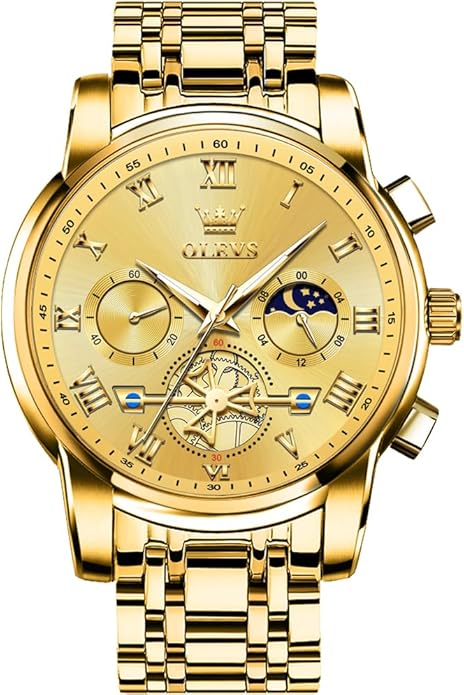 OLEVS Watches Men Waterproof Luxury Big Face Mens Watch Stainless Steel Quartz Analog Dress Watches for Men Luminous Multifunction Man Watch Relojes De Hombre