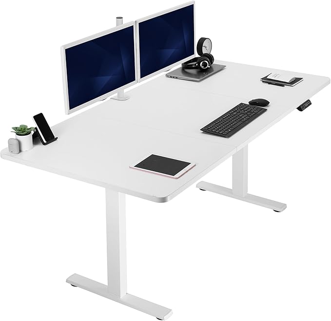 VIVO Electric 71 x 36 in Standing Desk, Memory Height Adjustment, 1B Series, White Top White Frame, DESK-KIT-1W7W-36