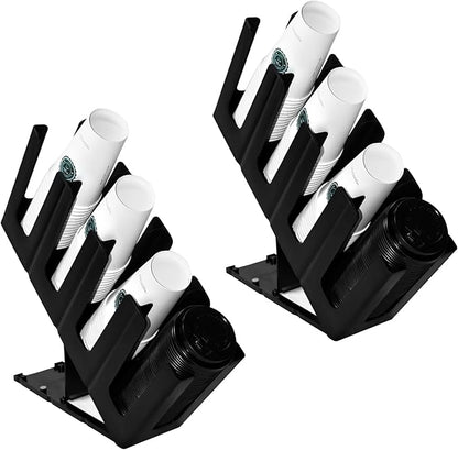 2Pack Paper Cup and Lid Holder,Disposable Coffee Cup Organizer,4 Compartment Disposable Cup Dispenser Organized Storage with Holder for Countertop Coffee Station Bar Kitchen Restaurant Office