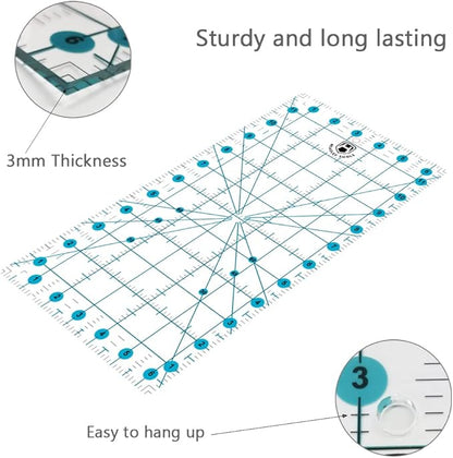 Headley Tools Rotary Cutter Set - 45mm Fabric Cutter, 5 Extra Rotary Blades, A3 Cutting Mat, Quilting Ruler and Sewing Clips, Craft Knife Set, Ideal for Crafting, Sewing, Patchworking,Turquoise