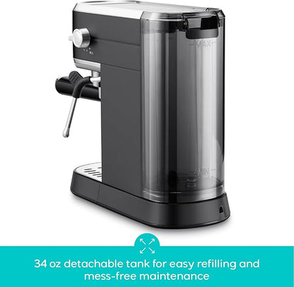 CASABREWS CM5418 Espresso Machine 20 Bar, Stainless Steel Espresso Maker with Milk Frother, Compact Cappuccino Machine for Home, Espresso Coffee Machine, Gift for Her, Gift for Family, Black