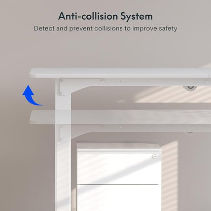FLEXISPOT 4 Legs Standing Desk 55 x 28 Inch Electric Adjustable Height with Splice Board Home Office Sit Stand Up Desk, White Top + White Frame
