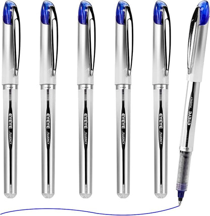 EYEYE Blue Rollerball Pens 0.7mm, 6 Pack Medium Point Roller Ball Pen Quick Dry, Liquid Ink Pen Fine Point Smooth Writing Pens for Journaling, Note Taking, Office, School Supplies