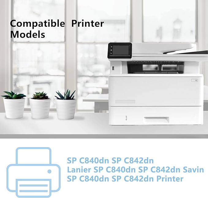 SPC840dn High Capacity Toner Cartridge Replacement 821255 821256 821257 821258 Toner Compatible for Ricoh Aficio SP C840 SP C842 SP C840DN SP C842DN Printer Toner(4-Pack)