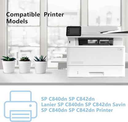 SPC840dn High Capacity Toner Cartridge Replacement 821255 821256 821257 821258 Toner Compatible for Ricoh Aficio SP C840 SP C842 SP C840DN SP C842DN Printer Toner(4-Pack)