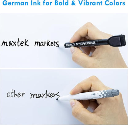 maxtek Magnetic Black Dry Erase Markers, 60 Count Fine Tip Whiteboard Markers with Eraser, Low Odor for Classroom, Office, Home