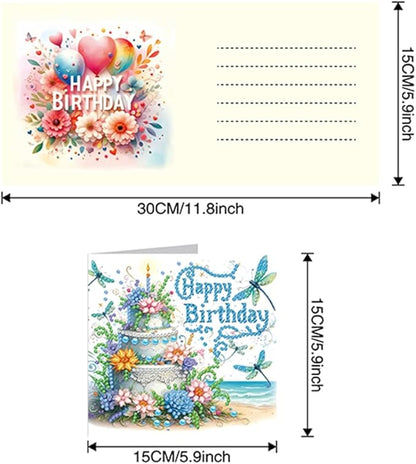 6PCS Diamond Art Painting Greeting Cards,Happy Birthday Cards with Envelopes,DIY Card Making Kits Thank You Card Arts Crafts for Birthday