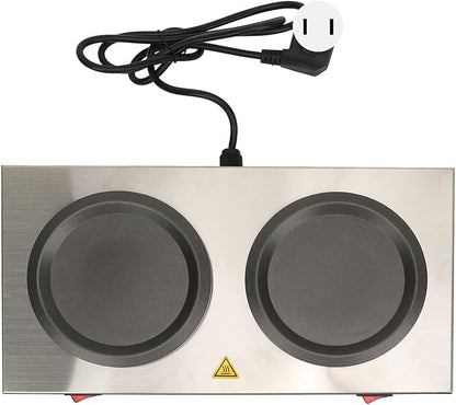 Double Coffee Pot Warmer, Commercial Coffee Pot Warmer, Double Hot Plate Stainless Steel Portable Standard Decanter Warmer for Cafe Break Room (US Plug 110V)