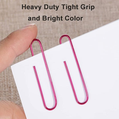 PaperClips, 100PCS 2" Large Paper Clips(50MM) in Recyclable Container, Big PaperClips with Vinyl Coated, Jumbo Paper Clip Great for Home, School and Office, PVC Free Pink PaperClips