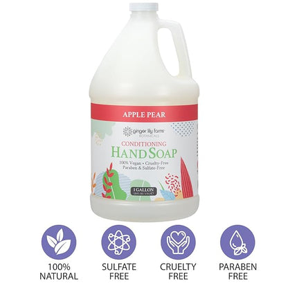 Ginger Lily Farms Botanicals All-Purpose Liquid Hand Soap Refill, 100% Vegan & Cruelty-Free, Apple Pear Scent, 1 Gallon (128 fl. oz.)