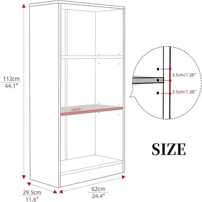 Bookshelf, 3 Shelf Bookcase Open Modern Bookshelf, Bookcase with Freestanding Display Storage, Wooden Book Shelf for Bedroom, Living Room, Dinning Room, Office, 60 Inch, Deep Brown