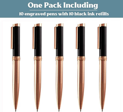 Ancolo Personalized Ballpoint Pens - Luxury Writing Pen with 10 Black Ink Refill Engraved with Your Message Name on the Pens Gift Set for Man/Women/Writers/Collection/Journalist