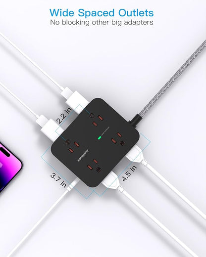 Extension Cord 25 Ft, HANYCONY Surge Protector Power Strip with 8 Outlets 4 USB Ports(2 USB C), Long Cord, Wall Mount, Desk USB Charging Station for Home Office College Dorm Room Essentials