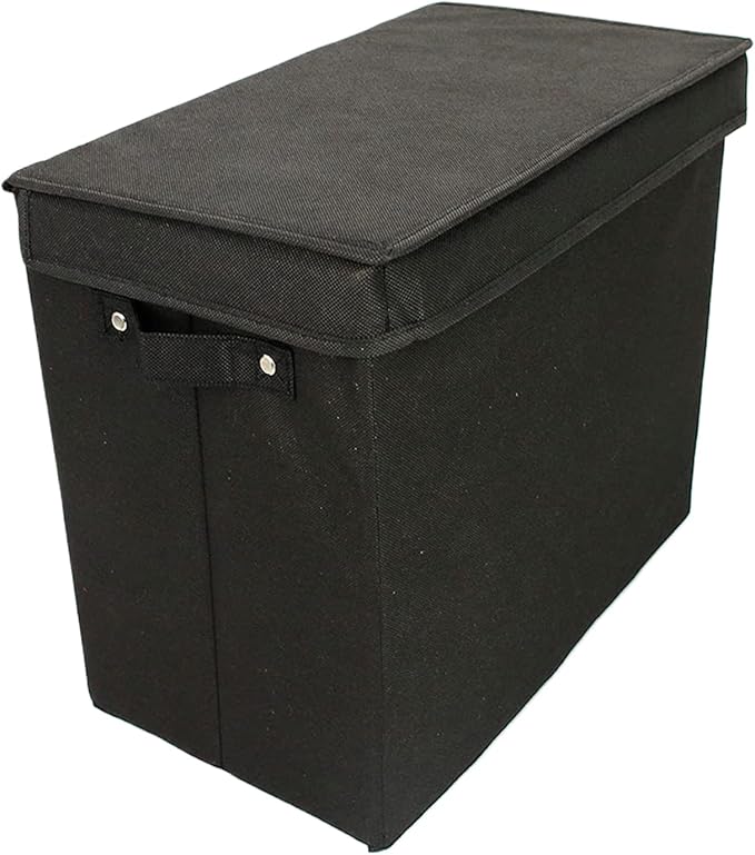 Document Storage Box - Large Organizer with Handle, 3 Divider File Container, Portable Durable Storage Case | Office School Home Car Bedroom Living Room Travel for Comic Book Paper Record Holder