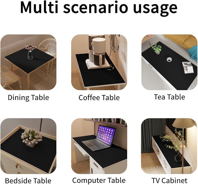 Dresser Cover Top for Bedroom - 17x48 Inch Waterproof Easy to Clean Can Conceal Flaws Protector The Table Top from Scratches Used for Coffee Table Dresser(Black+Black 17x48)