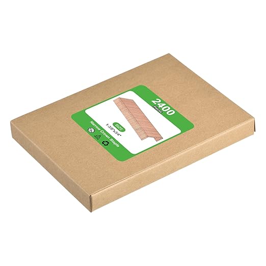 uxcell Gauge Narrow Crown Staples 1-3/8"x3/4", 2400Pcs Electroplate Steel for Pneumatic, Electric Stapler, Copper