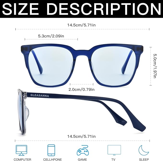 99.9% Blue Light Blocking Glasses For Men Women Anti-Fatigue Computer Gaming Sleep Glasses Reduce Eye Strain