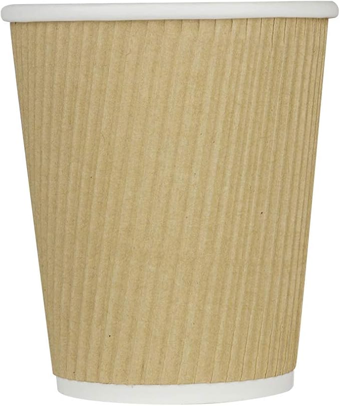 Karat 8 oz Ripple Insulated Coffee Cup [500 Count] Disposable Paper Hot Cup, Sturdy and Leak Proof, 80mm, No Lids