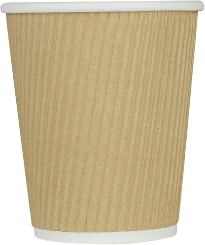 Karat 8 oz Ripple Insulated Coffee Cup [500 Count] Disposable Paper Hot Cup, Sturdy and Leak Proof, 80mm, No Lids