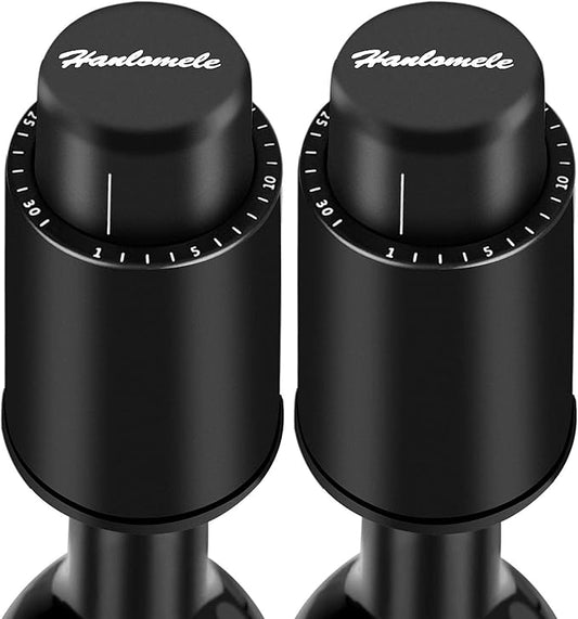 [2 PACK]Wine Bottle Stoppers, Reusable Wine Stoppers, Vacuum Wine Preserver with Time Scale Record, Wine Savers Vacuum Pump Corks Keep Wine Really Fresh, Best Gift Accessories.