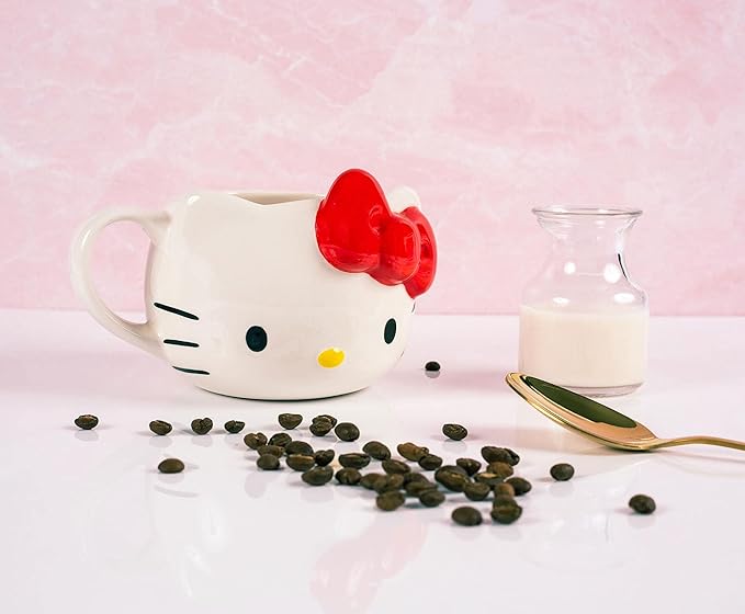 Silver Buffalo Hello Kitty Face Ceramic 3D Sculpted Mug, 22-Ounces