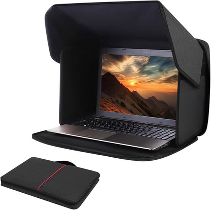Laptop Sun Shade for Working Outside - Foldable Sun Glare Shield & Privacy Hood for Outdoor Workers, Travel, Camping - Fits 15-16 inch Laptops(Patent Pending)
