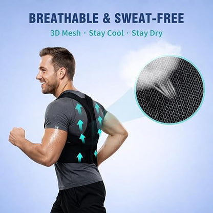 Back Brace Support Posture Corrector for Women & Men – Full Back Support for Upper, Mid & Lower Back Pain Relief, Ergonomic 3-in-1 System Improves Posture & Helps with Slouching, Rounded Shoulders, M (29–33 in waist)