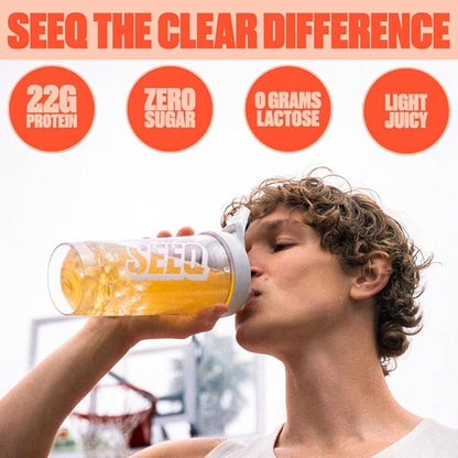 SEEQ Clear Protein Powder - Juicy Peach - 22 Servings - 22g Clear Whey Protein Isolate - Zero Sugar - 0g Lactose - Allergen Friendly - GLP1 Support - Bone Health - Muscle Post Workout Recovery
