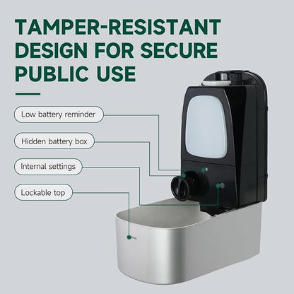 Commercial Automatic Soap Dispenser Large 34oz/1000ml Capacity Wall-Mounted Touchless Liquid Dispenser for High-Traffic Restrooms, Offices, Hospitals Model 1220S Silver