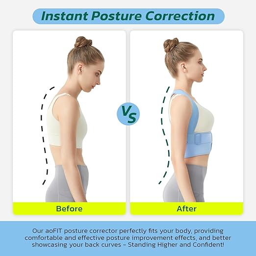 Posture Corrector for Women, Lightweight and Breathable Back Brace for Pain Relief, Rounded Shoulders and Hunchback, Compact & Portable with Fashionable Design, Invisible Under Clothes Blue M