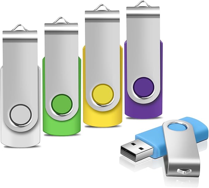 Generic 64GB Flash Drive 5 Pack USB 2.0 Flash Drive Thumb Drive USB Flash Driver Drive Pack Keychain Design Jump Drives Memory Stick for Data Storage(5 Pack Swivel USB Mixed Colors 64GB)