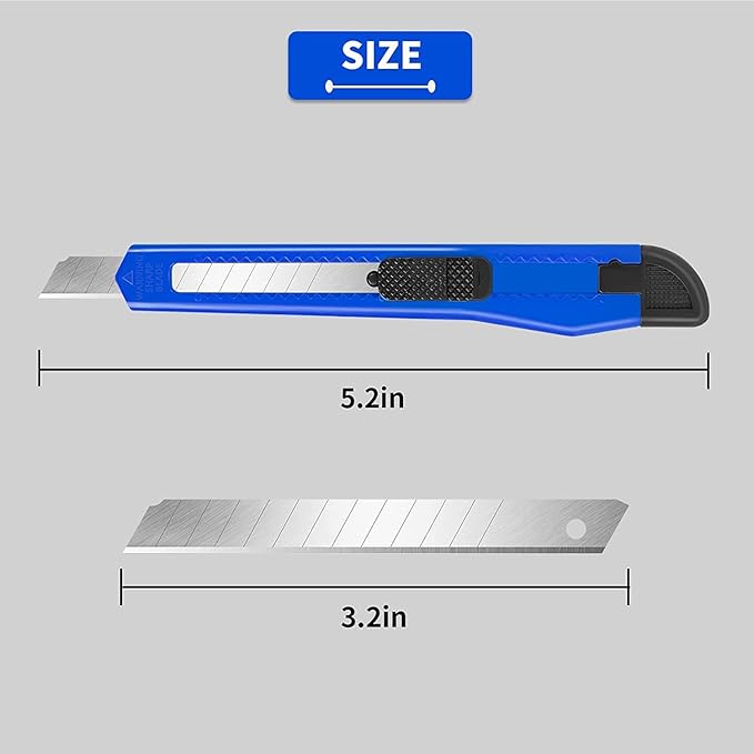 DIYSELF Knife 48 Pack Box Cutters Retractable Heavy Duty, Razor Knife with Smooth Mechanism, 9mm Wide Box Cutter Knife Used for Cutting Paper, Plastic and Boxes
