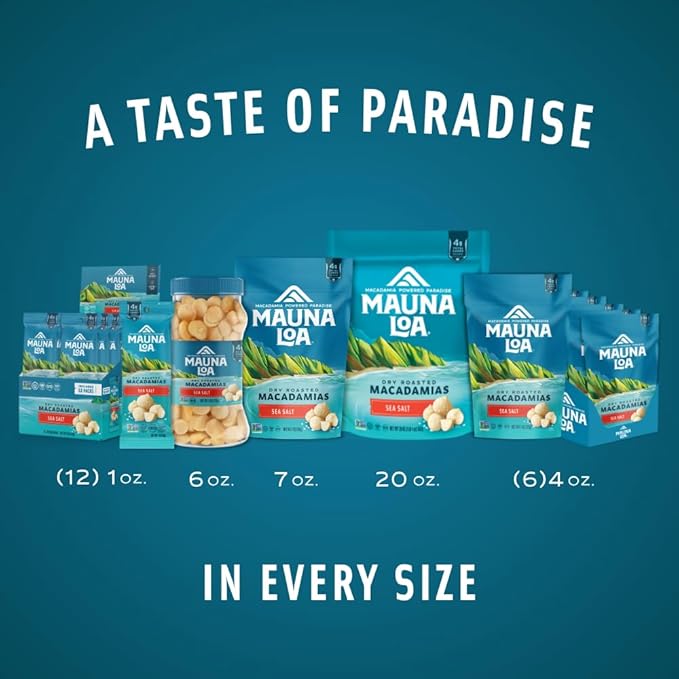 Mauna Loa Sea Salt Roasted Macadamia Nuts, Premium Hawaiian Nuts, 20oz Resealable Bag, Keto Friendly, Gluten Free Snack