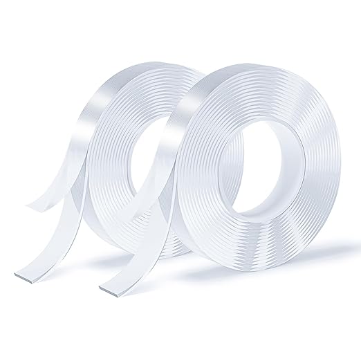 Double-Sided Adhesive Tape, Nano Tape, Transparent Adhesive Tape, Traceless Adhesive Tape, Removable, Washable, Reusable, Suitable for Carpets, Photo Walls, 3m Per Roll, 2 Rolls