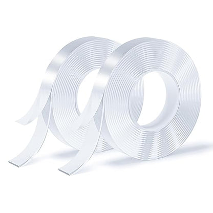 Double-Sided Adhesive Tape, Nano Tape, Transparent Adhesive Tape, Traceless Adhesive Tape, Removable, Washable, Reusable, Suitable for Carpets, Photo Walls, 3m Per Roll, 2 Rolls