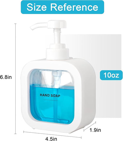 Modern Soap Dispenser for Bathroom and Kitchen Sink, Small Hand Soap Plastic Dish Soap Dispenser with Pump and Labels - White