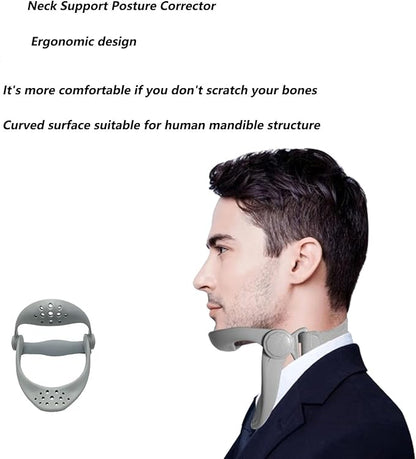 360°Adjustable Neck Brace - Cervical Collar with Neck Stretcher | Neck Orthotics for Forward Head Posture Correction and Cervical Spine Support and Alleviating Pressure (Grey Color)
