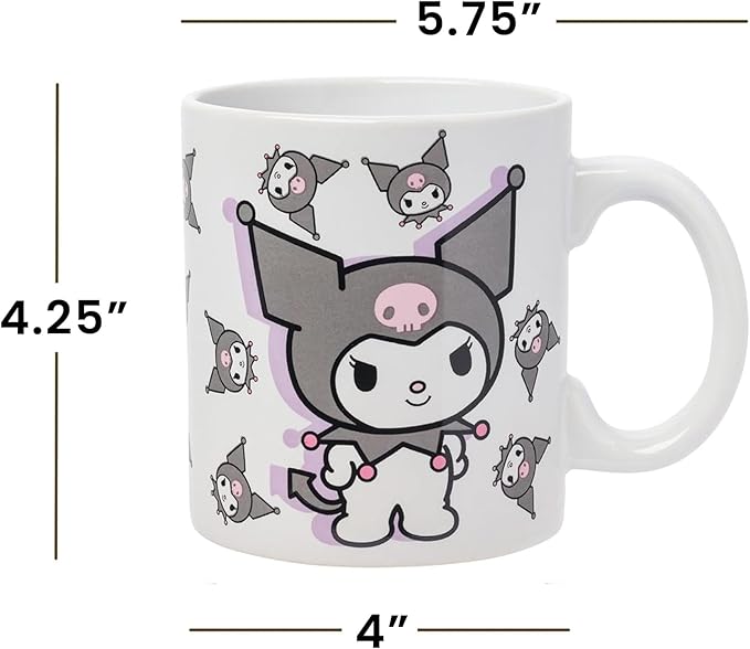 Silver Buffalo Sanrio Hello Kitty and Friends Kuromi Poses Ceramic Mug, 20 Ounces