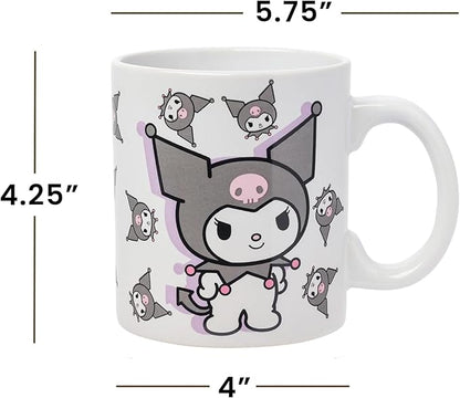 Silver Buffalo Sanrio Hello Kitty and Friends Kuromi Poses Ceramic Mug, 20 Ounces