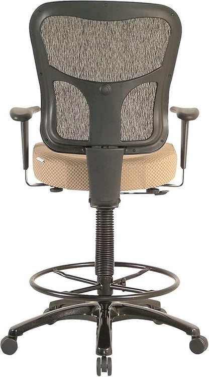 Tempur-Pedic TP8200C Fabric Drafting Stool with Backrest and Footrest with Lumbar Support, with Tempur Material, Cooling Gel Layer, Beige